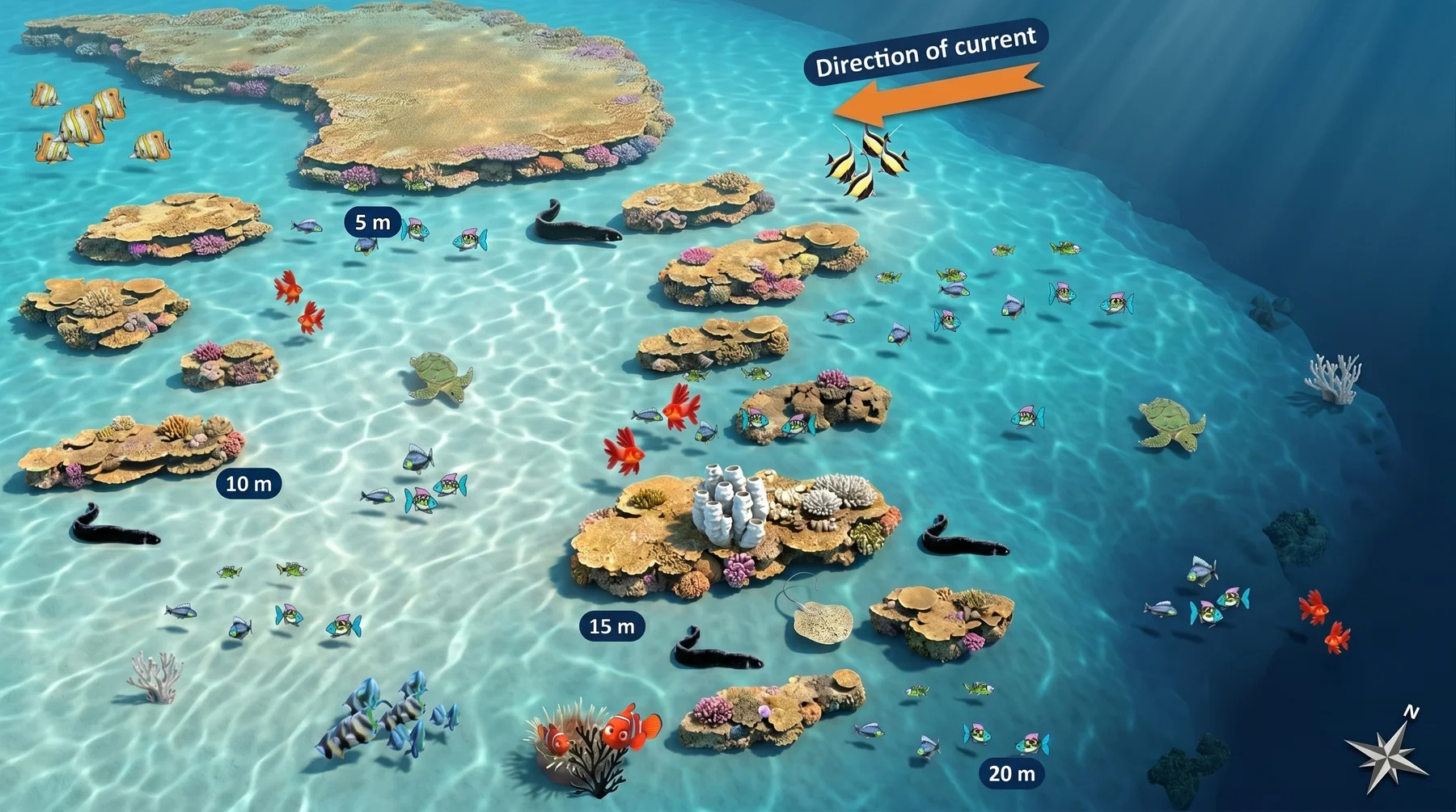 Abu Hashish South Erg dive site map