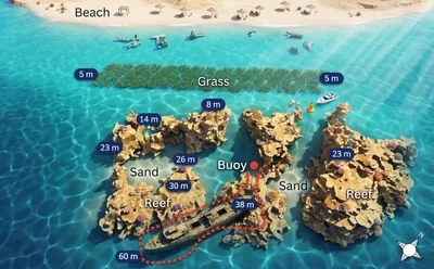 Al Shorouk dive site map