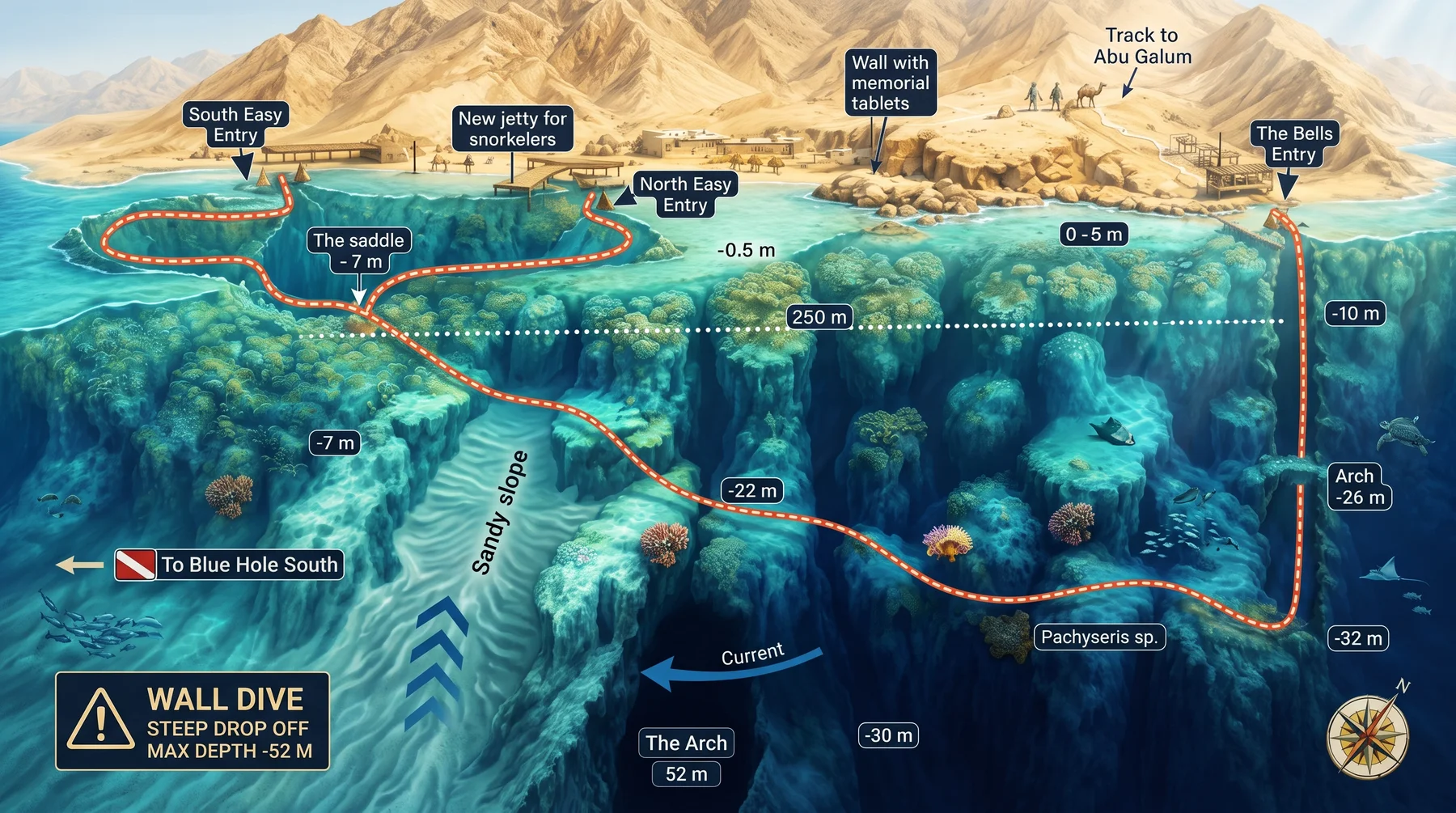 Blue Hole dive site map