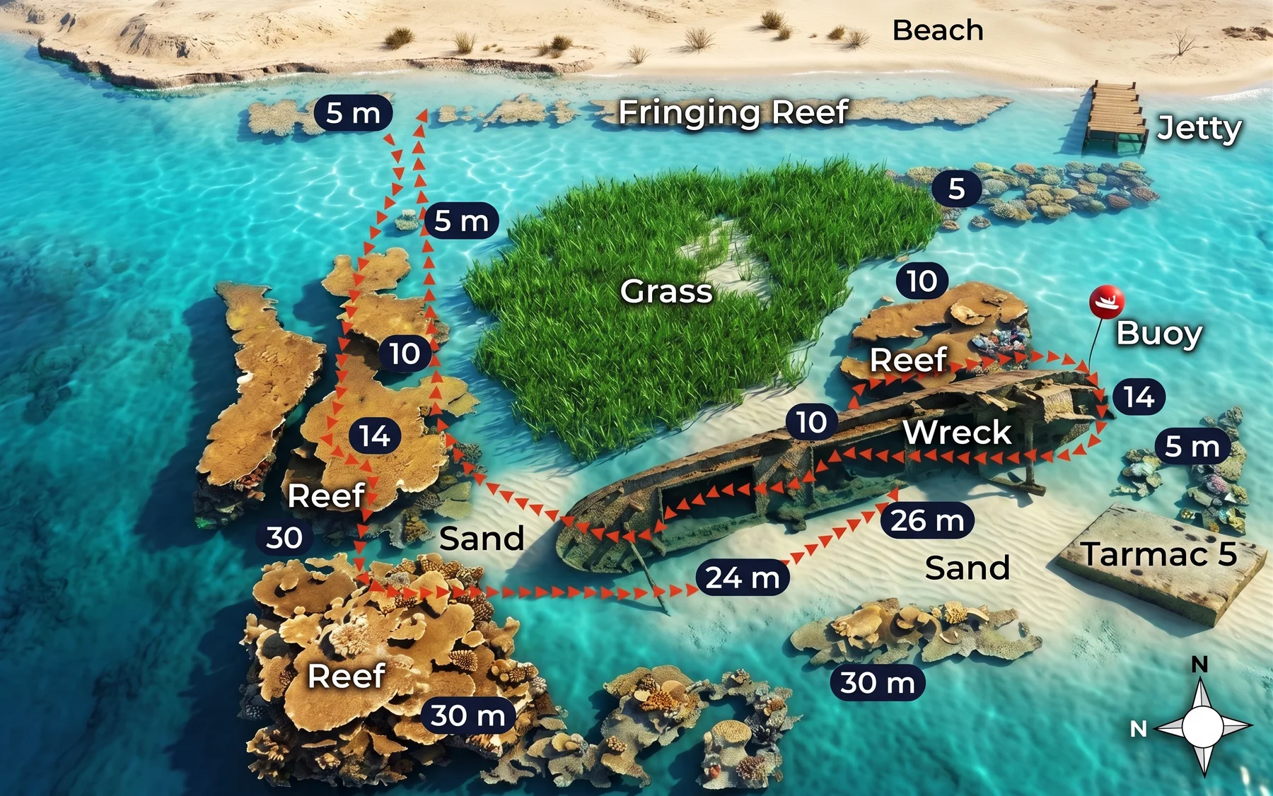 Cedar Pride dive site map