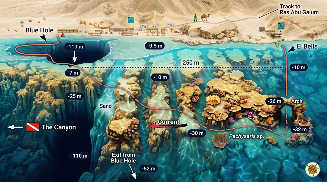 El Bells dive site map