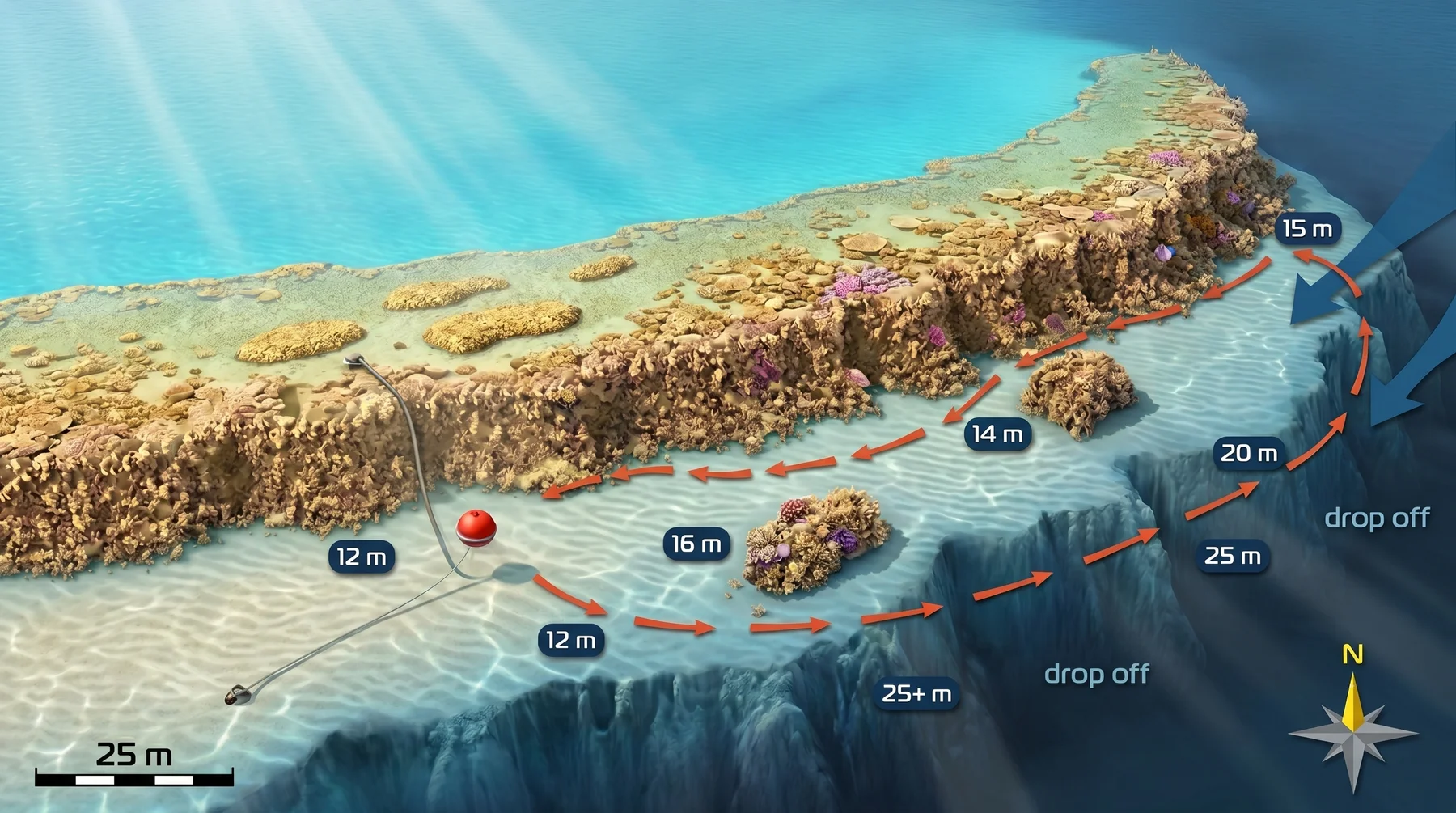 El Fanadir North dive site map