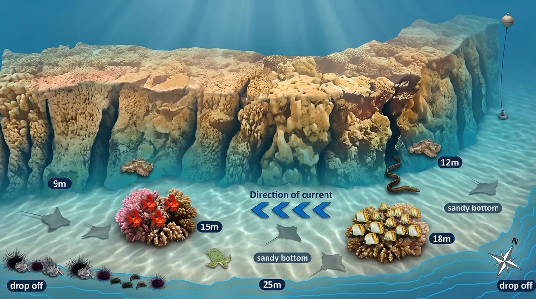 El Fanadir South dive site map