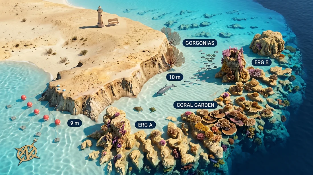 Fanous East dive site map