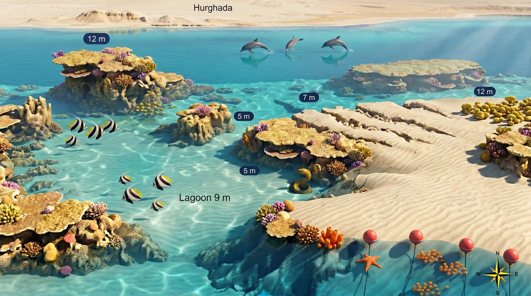 Fanous West dive site map