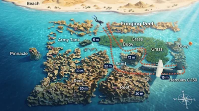 Hercules C-130 dive site map
