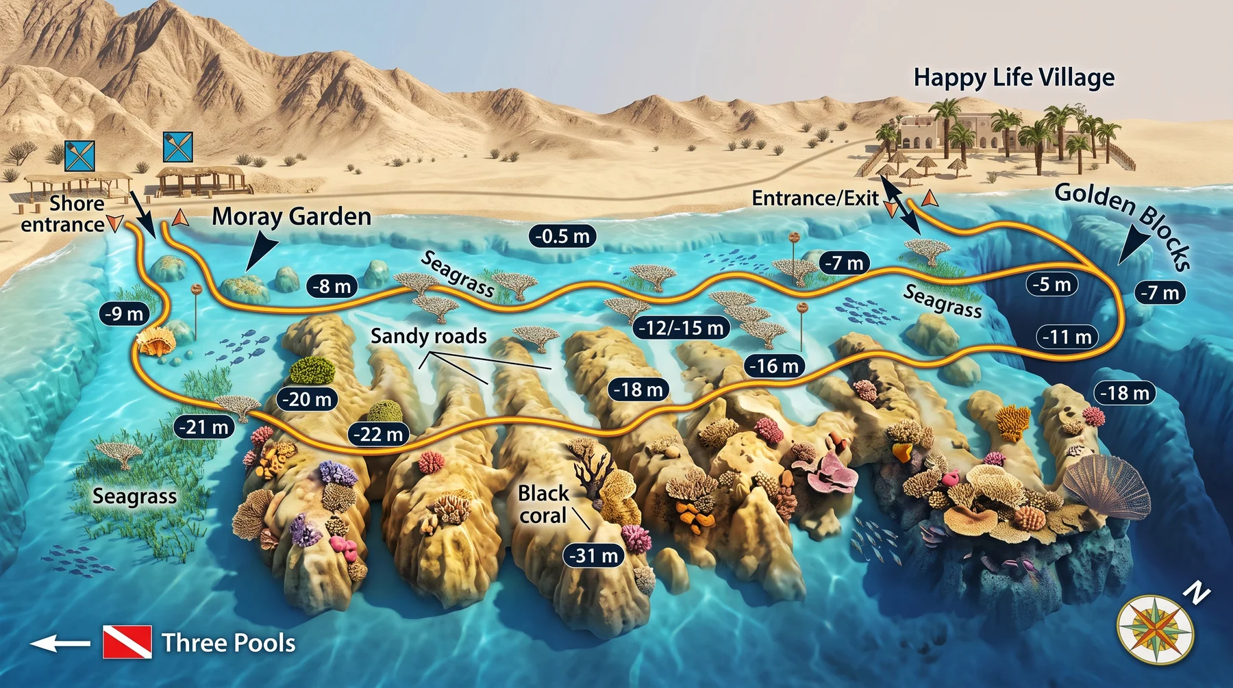Moray Garden dive site map