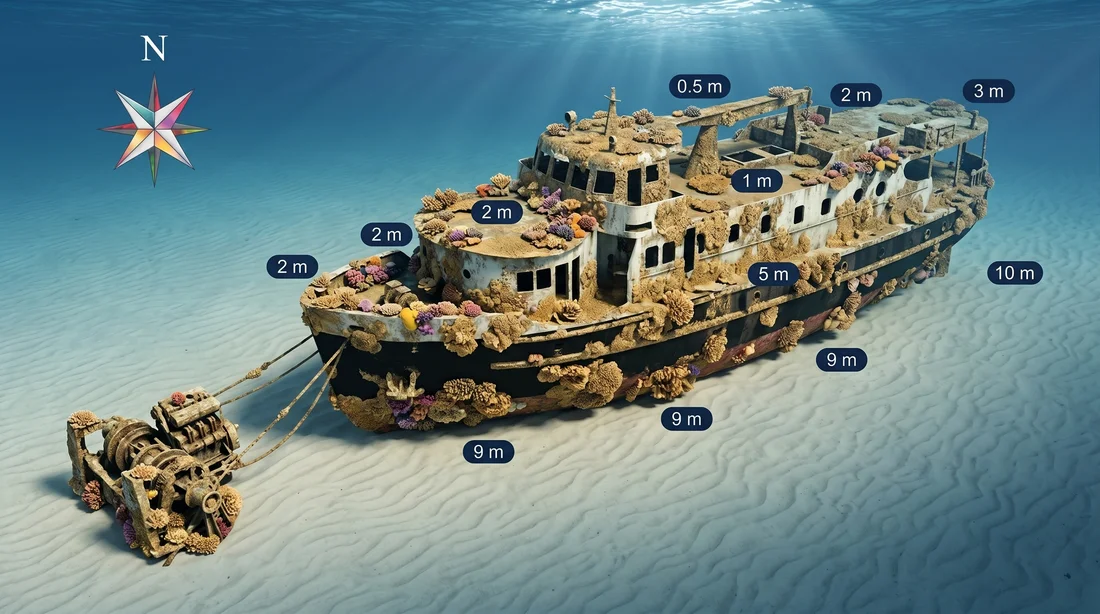 MS Balena dive site map