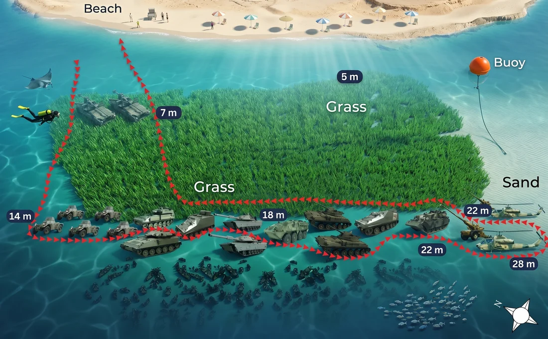 Underwater Military Museum dive site map